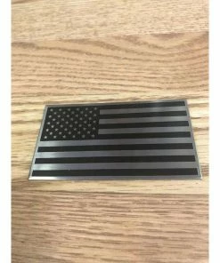 The American Store Flags & Banner 3D American Flag Aluminum Badge Emblem For Your Car, Truck Or Motorcycle. Black On Silver 2x3.5