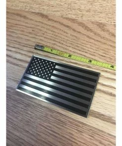 The American Store Flags & Banner 3D American Flag Aluminum Badge Emblem For Your Car, Truck Or Motorcycle. Black On Silver 2x3.5