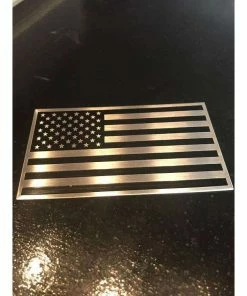 The American Store Flags & Banner 3D American Flag Aluminum Badge Emblem For Your Car, Truck Or Motorcycle. Black On Silver 2x3.5