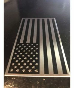 The American Store Flags & Banner 3D American Flag Aluminum Badge Emblem For Your Car, Truck Or Motorcycle. Black On Silver 2x3.5