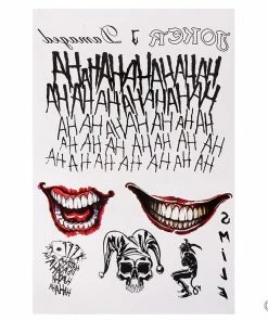 The American Store 4 Styles Halloween Cosplay The Joker Temporary Tattoo Stickers Body Art Tattoos For Face Arm 20X29.6cm #255337