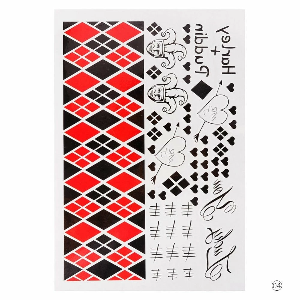 The American Store 4 Styles Halloween Cosplay The Joker Temporary Tattoo Stickers Body Art Tattoos For Face Arm 20X29.6cm #255337 12 The American Store 4 Styles Halloween Cosplay The Joker Temporary Tattoo Stickers Body Art Tattoos For Face Arm 20X29.6cm #255337