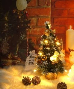 Surprising World Store 40CM Christmas Tree Warm Light New Year Xmas Tree Ornaments For Home Party Decoration Merry Christmas Table Decor Best Kids Gift