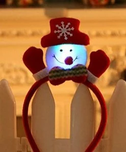 Online American Store Christmas Snowman Decorations Lovely Christmas Santa Reindeer Snowman Bear LED Light Headband Hair Band Lightening Double Head Xmas Decoration Red New Years E