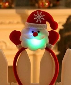 Online American Store Christmas Snowman Decorations Lovely Christmas Santa Reindeer Snowman Bear LED Light Headband Hair Band Lightening Double Head Xmas Decoration Red New Years E
