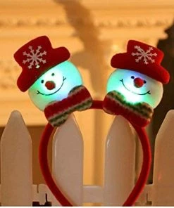 Online American Store Christmas Snowman Decorations Lovely Christmas Santa Reindeer Snowman Bear LED Light Headband Hair Band Lightening Double Head Xmas Decoration Red New Years E