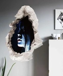 Online American Store Halloween Decorations 45*60cm Halloween Decoration 3d View Scary Bloody Broken Ghost Sticker Home Halloween Party DIY Decoration ZM