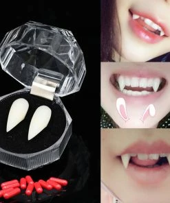 The American Store 4PC Horrific Fun Clown Dress Halloween Cosplay Dentures Zombie Vampire Teeth Ghost Devil Fangs Props Costume Party Halloween Prop