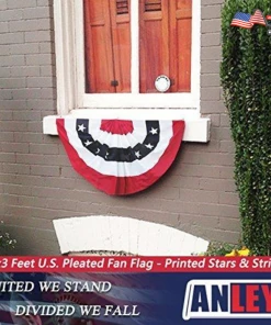 Onlineamericanstore ANLEY USA Pleated Fan Flag 1.5x3 Ft American US Bunting Patriotic Stars & Stripes Flag