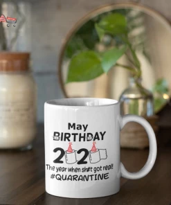 Onlineamericanstore Quaranitine Birthday Gifts May Birthday Mug, Quarantine Mug, Quarantine Birthday, Face Mask, First Quarantine Birthday, Cotton Mask, Reusable Mask, Caution Party