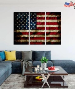 The American Store Concealment Flags American Rustic Patriotic 3 Panel US Flag | Deployment Gift For Firefighter And Police Officers