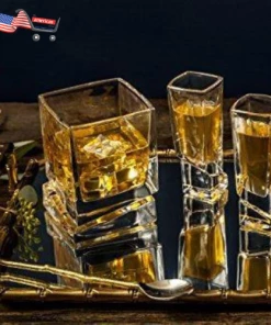The American Store JoyJolt Carre Square Old Fashioned Scotch & Ultra Clear Whiskey Glasses For Bourbon & Liquor Set Of 2 Glassware
