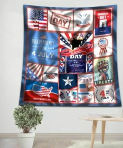 Onlineamericanstore 4th Of July Independence Day Printed Camping Blanket Decorative Quilt For Traveling Picnics Beach Trips Concerts Home Decor Patriotic Theme Party Supplies