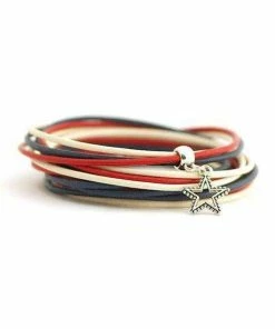 The American Store Accessories 4th July Usa Bracelet,American Flag Colors, Patriotic Jewelry, Marine Style Bracelet, Red Navy White Wrap Bracelet, Gift For Her