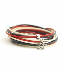 The American Store Accessories 4th July Usa Bracelet,American Flag Colors, Patriotic Jewelry, Marine Style Bracelet, Red Navy White Wrap Bracelet, Gift For Her