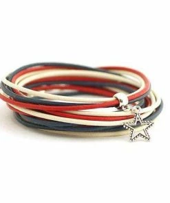 The American Store Accessories 4th July Usa Bracelet,American Flag Colors, Patriotic Jewelry, Marine Style Bracelet, Red Navy White Wrap Bracelet, Gift For Her