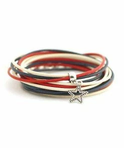 The American Store Accessories 4th July Usa Bracelet,American Flag Colors, Patriotic Jewelry, Marine Style Bracelet, Red Navy White Wrap Bracelet, Gift For Her