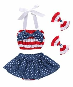Onlineamericanstore Kids Clothing 4th Of July Baby Girl Dress American Flag Tube Top Skirt Headband Clothes
