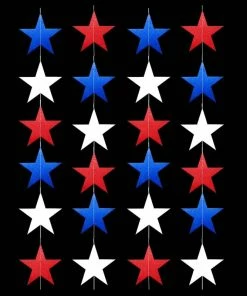 Onlineamericanstore Patriotic Theme Party Supplies 4th Of July USA Paper Star Garlands 4m Long String Chain Independence Day Party Banner Handmade Decoration