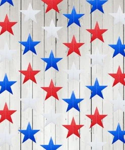 Onlineamericanstore Patriotic Theme Party Supplies 4th Of July USA Paper Star Garlands 4m Long String Chain Independence Day Party Banner Handmade Decoration