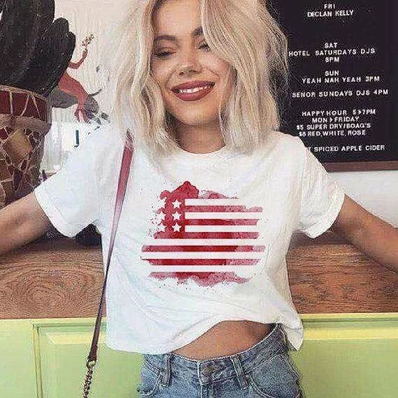 LexGraphix 4th Of July Crop Top, Independence Day, American Flag Crop Top, American Flag Tee, Watercolor Crop Top, Patriotic, Red White And Blue 3 LexGraphix 4th Of July Crop Top, Independence Day, American Flag Crop Top, American Flag Tee, Watercolor Crop Top, Patriotic, Red White And Blue