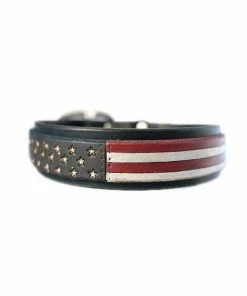 The American Store 4th Of July Dog Collar Red White Blue Leather Dog Collar USA Made Custom Tooled Leather Dog Collar Pitbull Collar Accessories