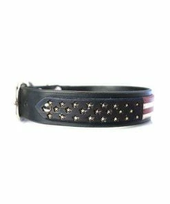 The American Store 4th Of July Dog Collar Red White Blue Leather Dog Collar USA Made Custom Tooled Leather Dog Collar Pitbull Collar Accessories