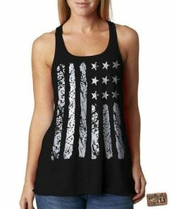 Vintageflyclothingco 4TH OF JULY TANK - RacerBack Tank - Womens Tank - Usa - American Flag - Independence Day - Silver Foil Imprint - S - Xxl