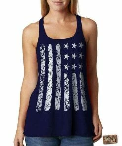 Vintageflyclothingco 4TH OF JULY TANK - RacerBack Tank - Womens Tank - Usa - American Flag - Independence Day - Silver Foil Imprint - S - Xxl