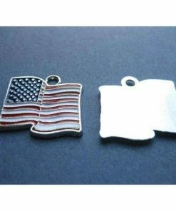 RoosTreasureTrunk 5 American Flag Charms - American Flag Pendants - American Flag - Flag Charm - Enamel Charm - 24mm X 22mm --(No.51-10258) Clothing Accessories