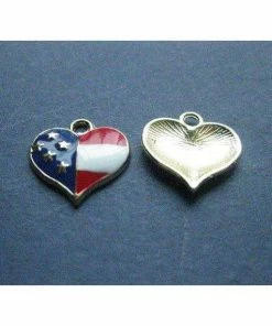 RoosTreasureTrunk 5 American Flag Charms - American Flag Pendants - Flag - Flag Charm - Enamel Charm - 17mm X 17mm -- (No.133-11151)