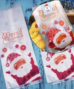 The American Store Christmas Gift Bag Collection 50 Pieces New Arrival Christmas Candy Bag Self Adhesive Gift Packing Bags For Party Home Decoration Bolsas Regalo Navidad