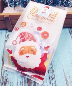 The American Store Christmas Gift Bag Collection 50 Pieces New Arrival Christmas Candy Bag Self Adhesive Gift Packing Bags For Party Home Decoration Bolsas Regalo Navidad