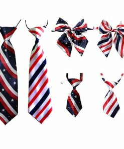 Onlineamericanstore Pets 50PC/Lot Pet Dog Bow Ties Adjustable Stripes Dog Neckties Dog Ties For 4th July Pet Supplies