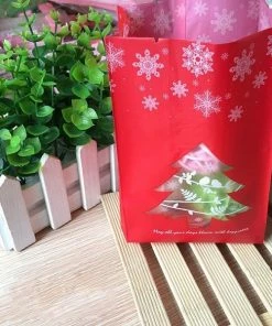The American Store 50pcs Red/Green Christmas Gift Bags Candy Box With Snowflake Xmas Dessert Cookie Bags Christmas Decorations For Home Christmas Gift Bag Collection