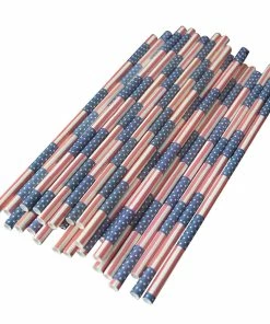 Onlineamericanstore Patriotic Theme Party Supplies 50pcs Star And Stripe Drinking Straws For 4th Of July Celebration Disposable Paper Straws For Independence Day Party