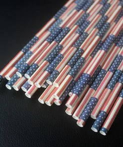 Onlineamericanstore Patriotic Theme Party Supplies 50pcs Star And Stripe Drinking Straws For 4th Of July Celebration Disposable Paper Straws For Independence Day Party