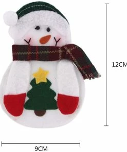Xenon30 2pcs Xmas Decor Santa Claus Snowman Kitchen Tableware Holder Pocket Dinner Cutlery Bag Party Christmas Table Decoration Cutlery