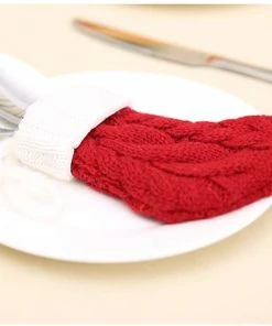 Xenon30 2pcs Xmas Decor Santa Claus Snowman Kitchen Tableware Holder Pocket Dinner Cutlery Bag Party Christmas Table Decoration Cutlery