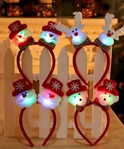 Online American Store Christmas Snowman Decorations Lovely Christmas Santa Reindeer Snowman Bear LED Light Headband Hair Band Lightening Double Head Xmas Decoration Red New Years E
