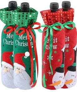 Applique Art Store Urijk Wine Cover Bottle Bags Christmas Dinner Party Table Decorations For Home Santa Claus Snowman Gift New Year Party Supplies