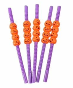 The American Store Halloween Accessories 5Pc Halloween Pumpkin Straw Ghost Straws Halloween Decoration Straws Halloween Party Supplies Halloween Decorations For Home-S