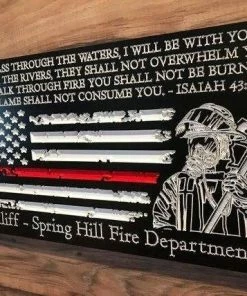 The American Store American Flag Christmas Custom Sign | Rustic Home Decor For Firefighter Personalized Gift Concealment Flags