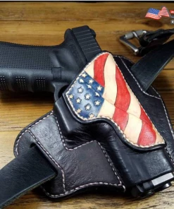 Onlineamericanstore Military Clothing & Accessories Custom Leather Holster With American Flag Theme For Full Size Glock