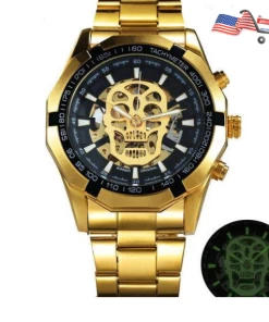 Onlineamericanstore Skeleton Steampunk Auto Mechanical Mens Watch - Best Fathers Day Gift, Husband Gift, Boyfriend Gift, Anniversary Gift, Free Shipping Halloween Jewelry