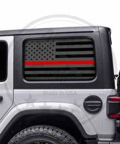 Onlineamericanstore Fits 2018-2021 Jeep Wrangler 4 Door JL JLU Rear Quarter Window American Flag Vinyl Decal Stickers 2019 2020 Patriotic Stickers