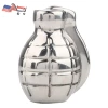 The American Store Whiskey Stone Grenade Shaped Stainless Steel With Storage Bag