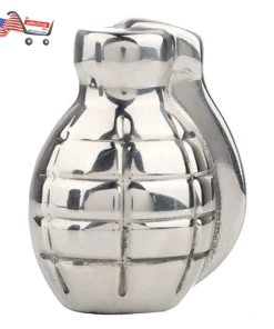 The American Store Whiskey Stone Grenade Shaped Stainless Steel With Storage Bag