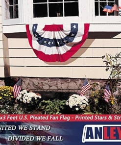 Onlineamericanstore ANLEY USA Pleated Fan Flag 1.5x3 Ft American US Bunting Patriotic Stars & Stripes Flag