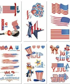 Mi 3 Store 5pcs/lot American Country Flag Tattoo Stickers Independence Day 4th Of July Body Face Art Tattoo Decals For National Day Patriotic Theme Party Supplies